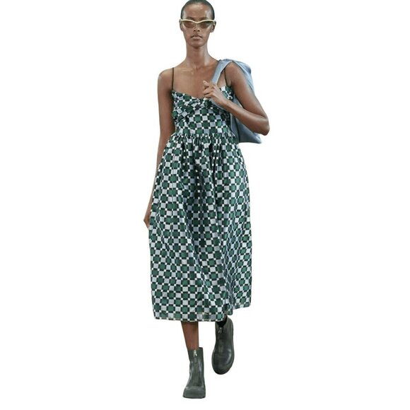 STINE GOYA Dresses & Skirts - Stine Goya $585 Arya Check Pattern Midi Dress Pockets Size Large NWT